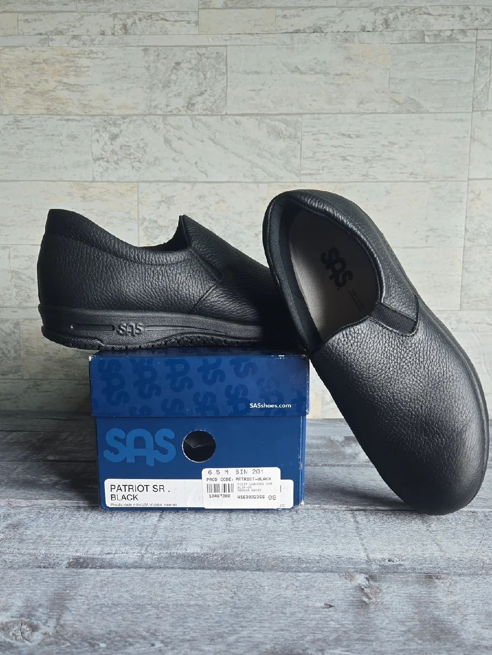 NWT SAS Patriot SR Black Slip Resistant Slide On Loafers SIZE 6.5 In Box - Picture 8 of 11